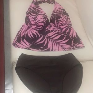 Pink & Brwn 2pc swimsuit sz 14 EUC